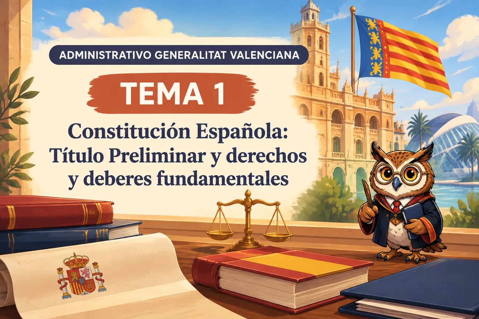 Miniatura del tema 1: Constitución Española: Título Preliminar y derechos y deberes fundamentales
