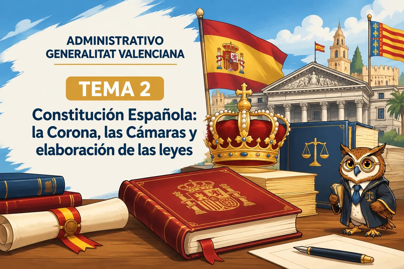 Miniatura del tema 2: Constitución Española: la Corona, las Cámaras y elaboración de las leyes