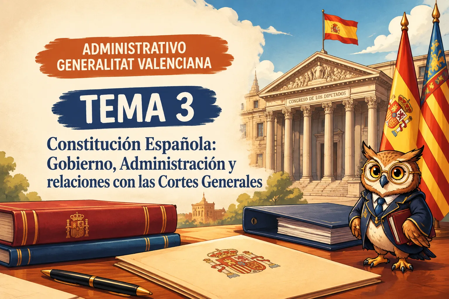 Miniatura del tema 3: Constitución Española: Gobierno, Administración y relaciones con las Cortes Generales