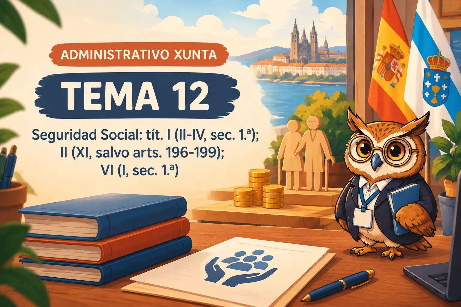Miniatura del tema 12: Seguridad Social: tít. I (II-IV, sec. 1.ª); II (XI, salvo arts. 196-199); VI (I, sec. 1.ª)