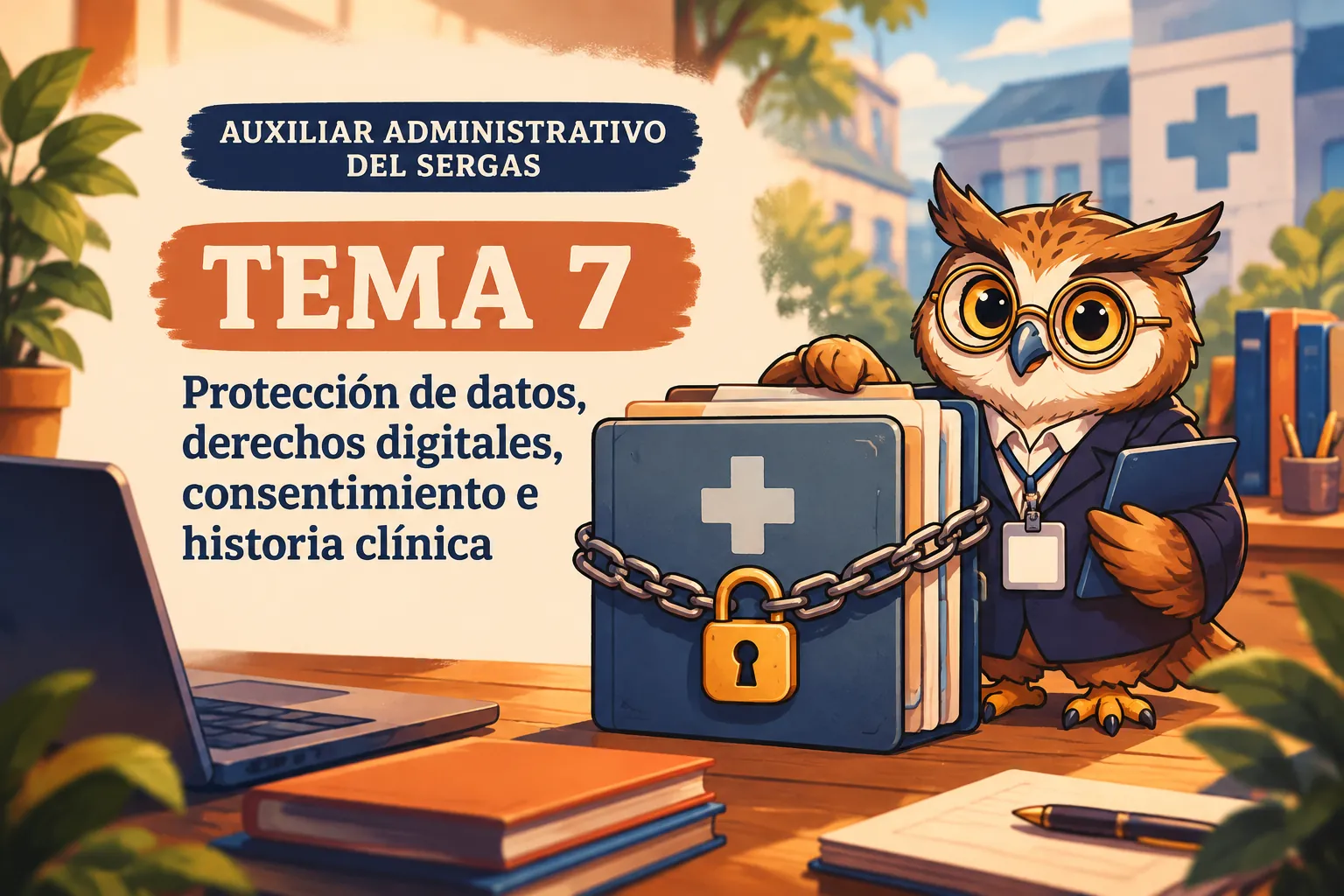 Miniatura del tema 7: Protección de datos, derechos digitales, consentimiento e historia clínica