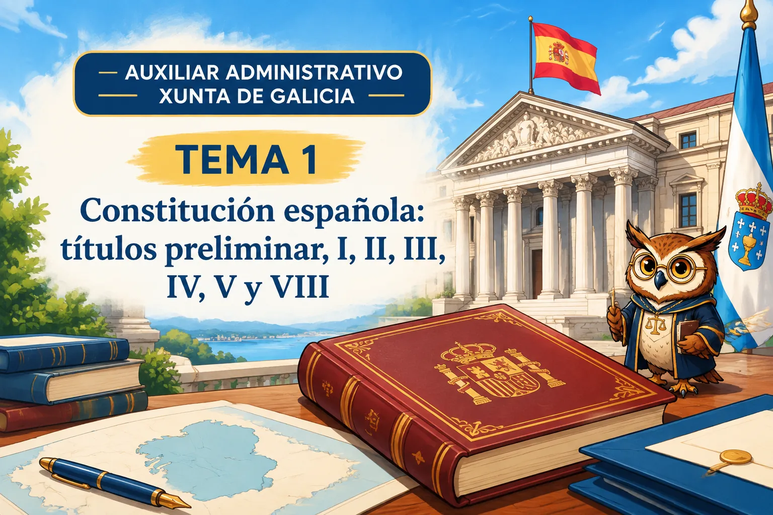 Miniatura del tema 1: Constitución española: títulos preliminar, I, II, III, IV, V y VIII