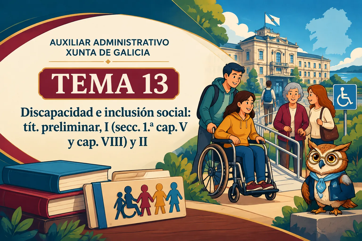 Miniatura del tema 13: Discapacidad e inclusión social: tít. preliminar, I (secc. 1.ª cap. V y cap. VIII) y II