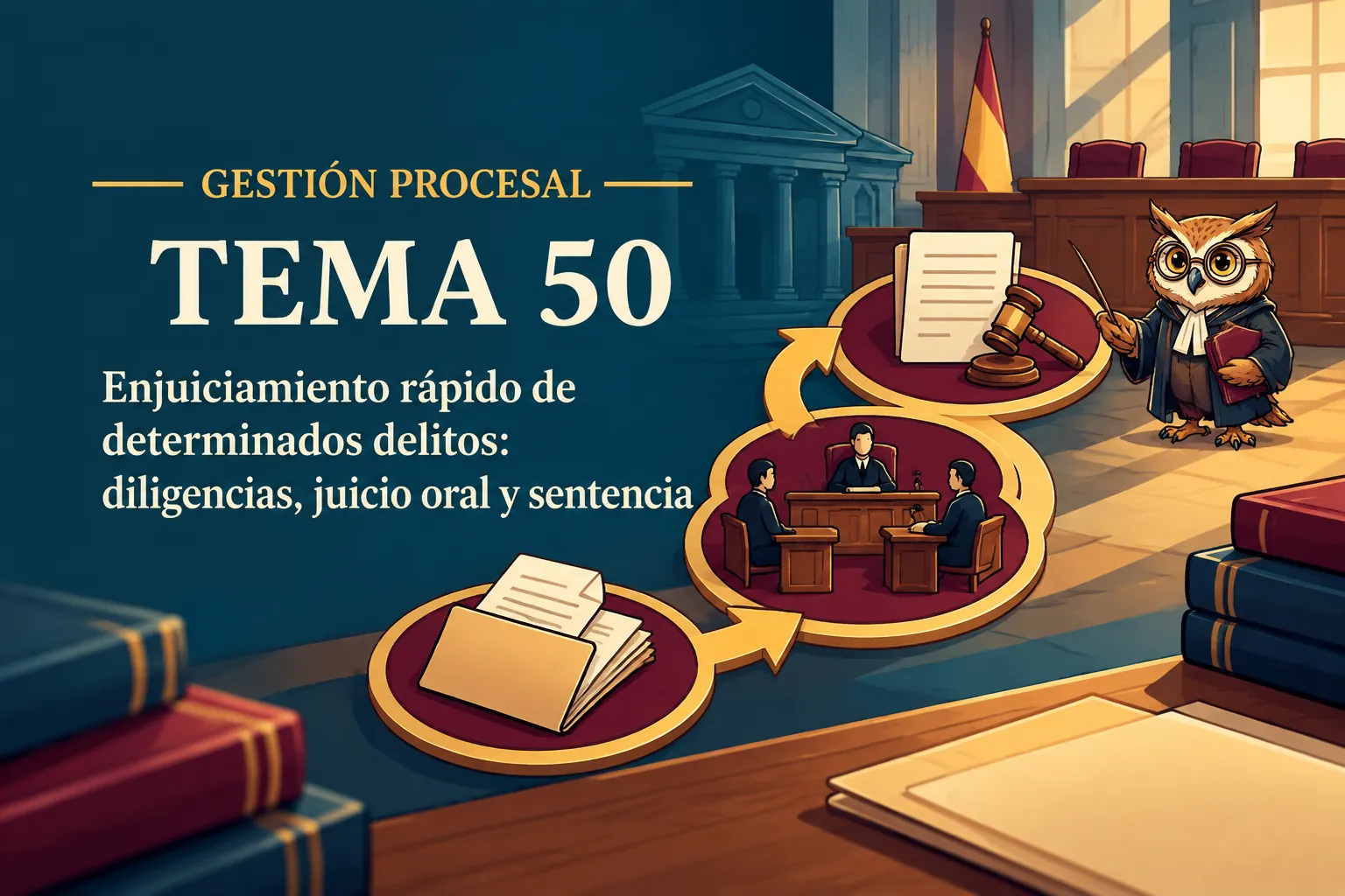 Miniatura del tema 50: Enjuiciamiento rápido de determinados delitos: diligencias, juicio oral y sentencia